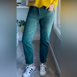 J. Crew Slim Demi-Boot Pants | Green Corduroy | Size 28